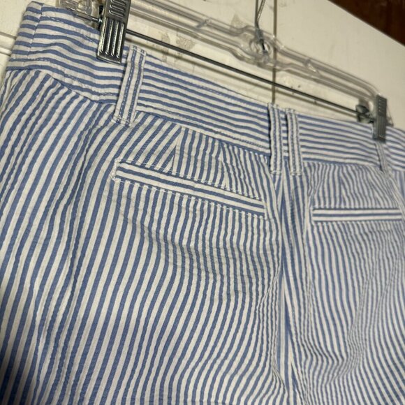 Talbots Seersucker The Perfect Crop Pant Cropped Pants Blue White Stripe Size 8P - Picture 4 of 12
